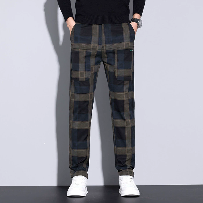 Urban Streetwear Brand - 남성용 체크무늬 바지 – 슬림핏 캐주얼