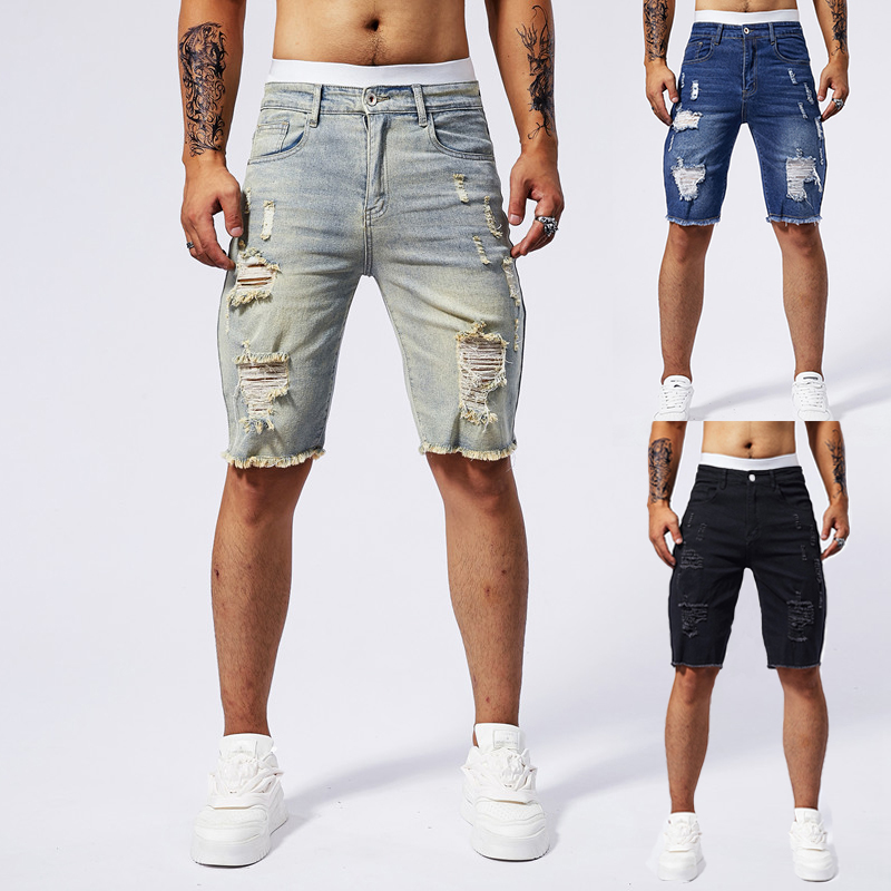 Streetwear Brand For Men - 2025 여름 뉴 남성 찢어진 데님