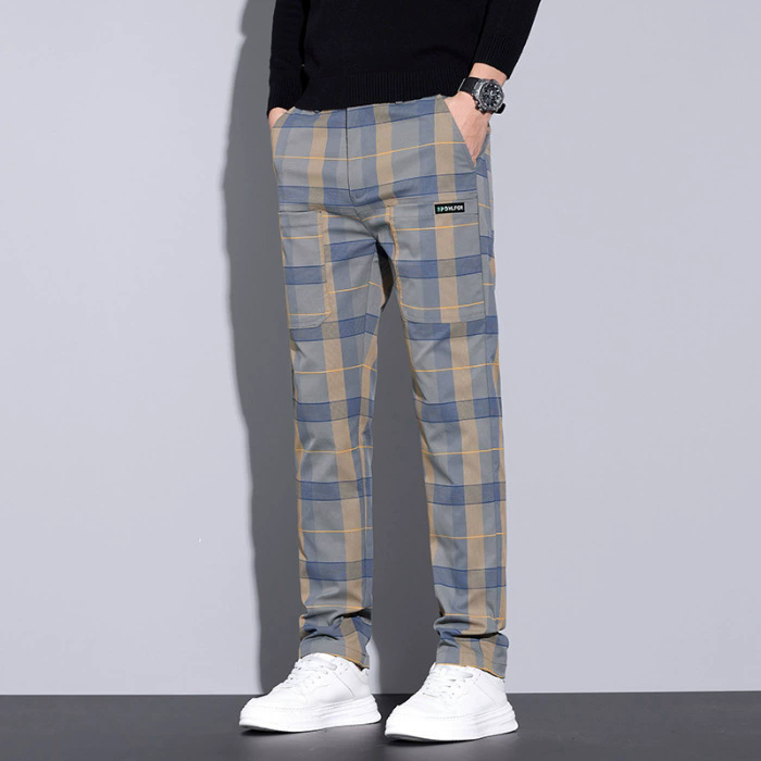 남성용 체크무늬 바지 – 슬림핏 캐주얼 바지, 봄 여름 - Urban Streetwear Brand 리뷰 및 가격