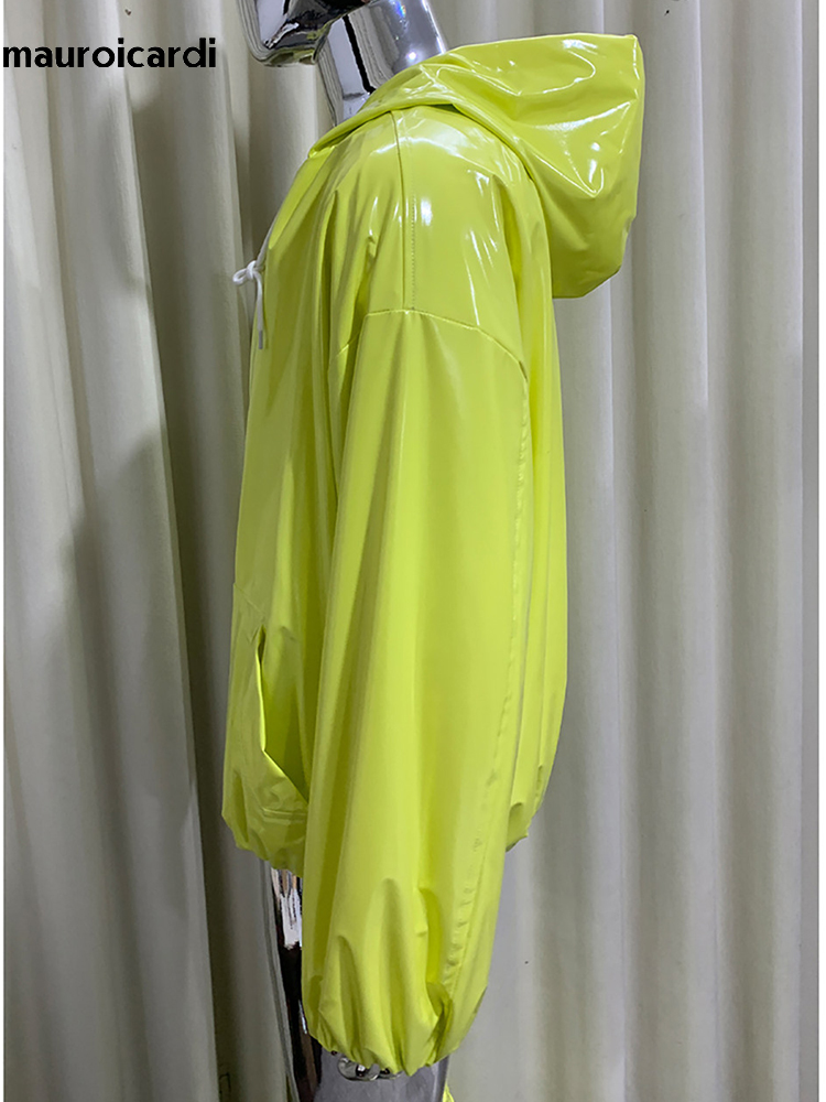 Mauroicardi 봄 오버사이즈 샤이니 글로시 가죽 - Streetwear Brand Jacket 리뷰 및 가격