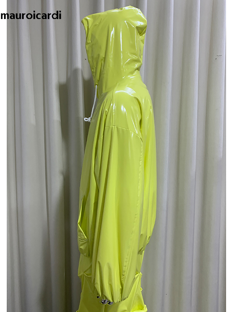 Mauroicardi 봄 오버사이즈 샤이니 글로시 가죽 - Streetwear Brand Jacket 리뷰 및 가격