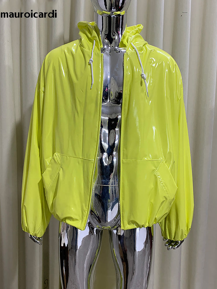Mauroicardi 봄 오버사이즈 샤이니 글로시 가죽 - Streetwear Brand Jacket 리뷰 및 가격