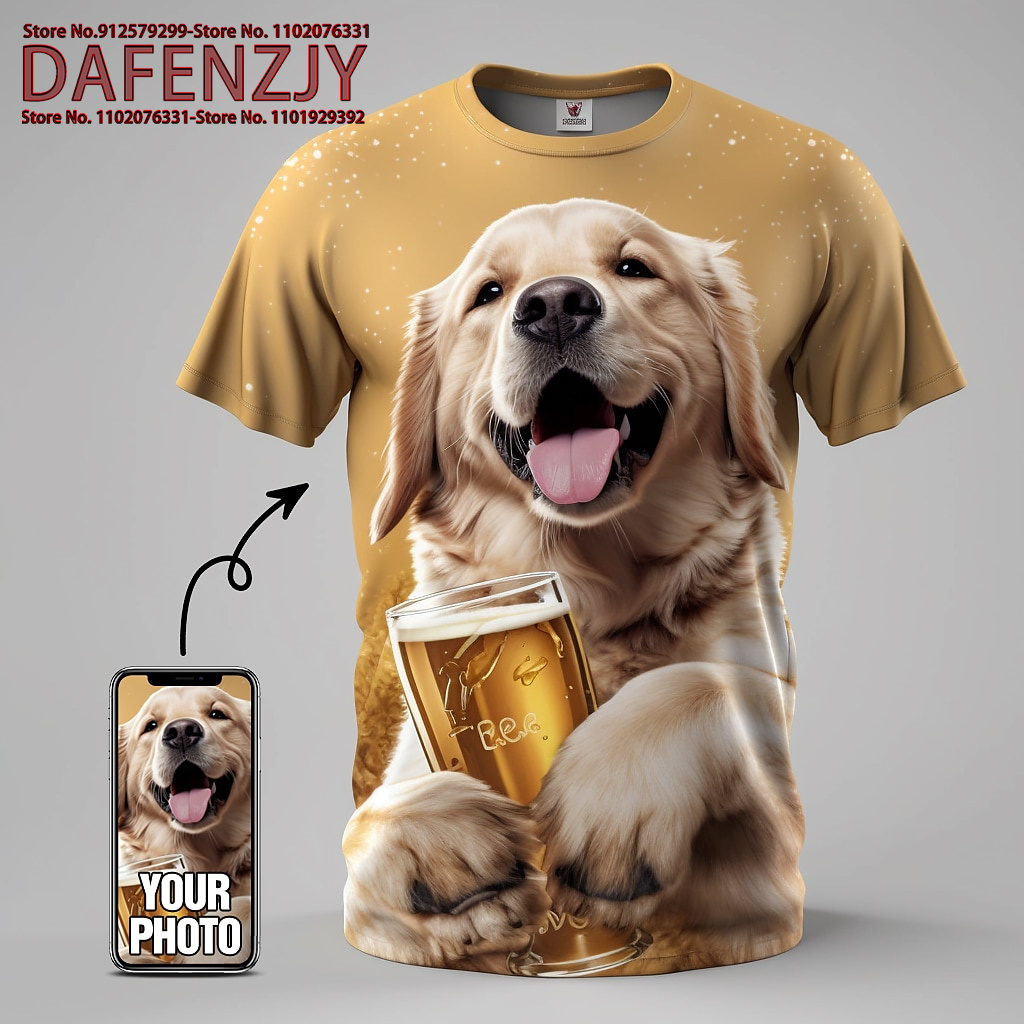 남녀공용 커스텀 재미있는 반려동물 사진, 3D 올오버  - Streetwear Brand T Shirt 리뷰 및 가격