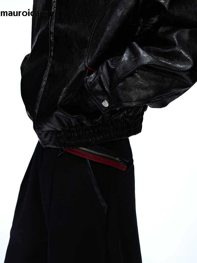 Mauroicardi 봄 가을 패치 워크 짧은 뱀 가죽 - Streetwear Brand Jacket 리뷰 및 가격